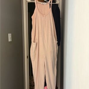 Soft Pink One-Piece Jumpsuit Wide Leg
